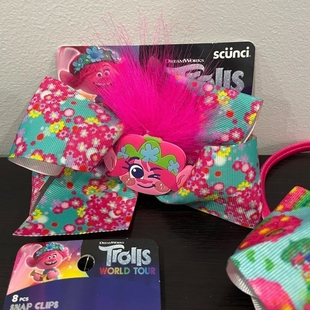 scunci Trolls World Tour Headpiece, Hair Clip, 16 Snap Clips